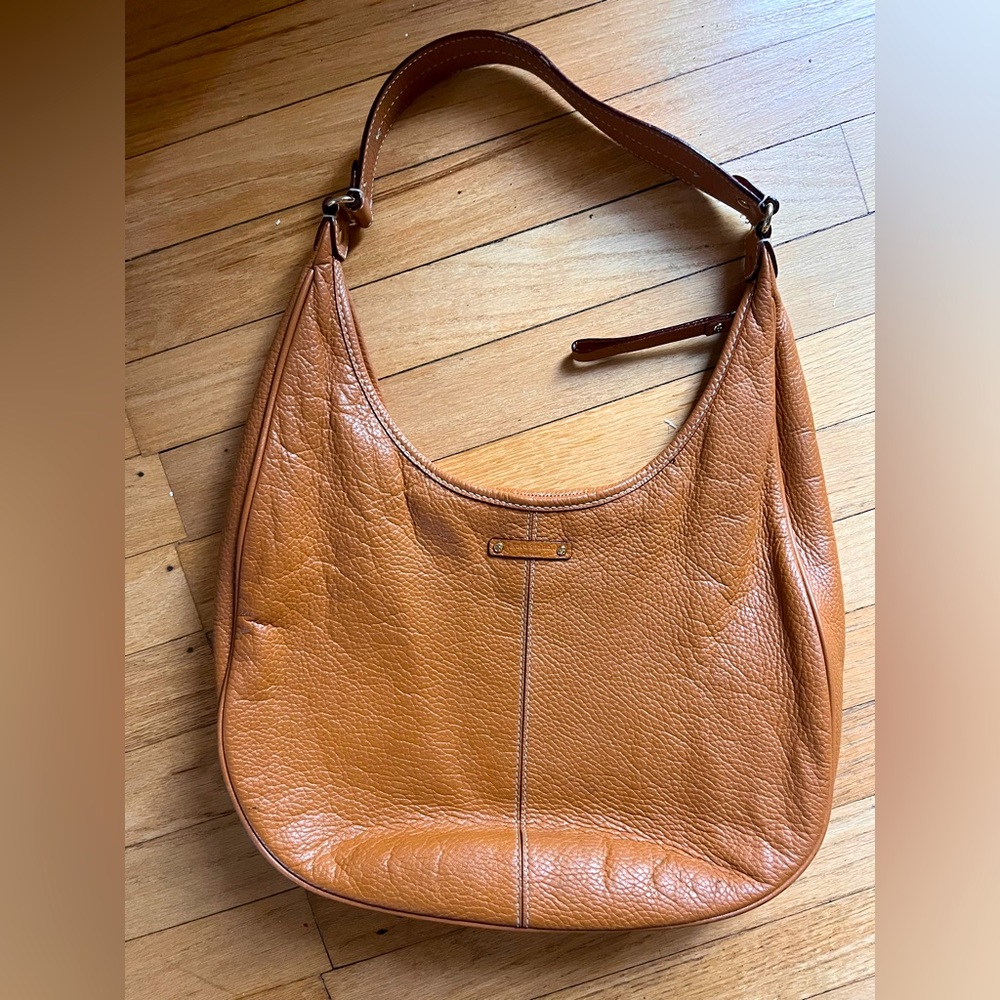 Kate Spade New York Hobo  Bucket Shoulder Bag Tan Sand Brown Pebbled Leather